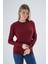 Kadın BORDO %100 Organik Pamuk Bisiklet Yaka Triko Kazak Bluz TRIST-6101 5