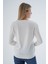 Kadın Ekru %100 Organik Pamuk V Yaka Triko Kazak Bluz TRIST-6102 5