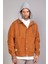 Erkek Camel Çıkarılabilir Kapüşonlu Oversize Pamuklu Kadife Ceket 2