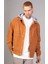 Erkek Camel Çıkarılabilir Kapüşonlu Oversize Pamuklu Kadife Ceket 3