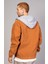 Erkek Camel Çıkarılabilir Kapüşonlu Oversize Pamuklu Kadife Ceket 4