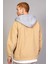 Erkek Bej Çıkarılabilir Kapüşonlu Oversize Pamuklu Kadife Ceket 4