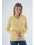 Kadın Sarı %100 Organik Pamuk V Yaka Triko Kazak Bluz TRIST-6102 1