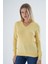 Kadın Sarı %100 Organik Pamuk V Yaka Triko Kazak Bluz TRIST-6102 3