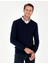 Erkek Lacivert Slim Fit V Yaka Basic Triko Kazak 50296583-VR033 1