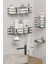 Yapışkanlı Banyo Seti Duş Rafı + Sabunluk + Diş Fırçalık Metal Set 5