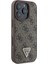 iPhone 16 Pro Max Kılıf Guess Lisanslı Pu Deri Taşlı Metal Üçgen Logo Vücut Askı 4g Desen Kahverengi 3