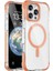 iPhone 16 Pro Max Uyumlu Kılıf Magsafe Şarj Özellikli Taşlı ve Simli Tasarım Mutural Blink Turuncu 1