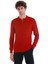 Kırmızı Regular Fit Jakarlı Polo Yaka Yünlü Triko Kazak 1