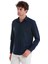 Lacivert Slim Fit Düz Slim Yaka Pamuklu Uzun Kollu Gömlek 3