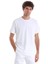 Beyaz Regular Fit Düz Pamuklu Bisiklet Yaka Triko Tişört 1