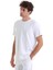 Beyaz Regular Fit Düz Pamuklu Bisiklet Yaka Triko Tişört 3