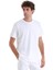 Beyaz Regular Fit Düz Pamuklu Bisiklet Yaka Triko Tişört 4