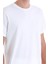Beyaz Regular Fit Düz Pamuklu Bisiklet Yaka Triko Tişört 5