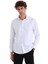 Beyaz Slim Fit Düz 100% Pamuk Açık Italyan Yaka Uzun Kollu Saten Gömlek 4