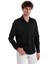 Siyah Comfort Fit Düz 100% Pamuk Slim Yaka Uzun Kollu Spor Gömlek 1