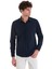 Lacivert Slim Fit Düz Slim Yaka Pamuklu Uzun Kollu Spor Gömlek 1