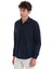 Lacivert Slim Fit Düz Slim Yaka Pamuklu Uzun Kollu Spor Gömlek 3