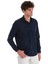 Lacivert Slim Fit Düz Slim Yaka Pamuklu Uzun Kollu Spor Gömlek 4