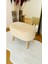 Oval Model Ahşap Ayaklı Teddy Kumaş Dekoratif Puf Bench 1