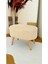 Oval Model Ahşap Ayaklı Teddy Kumaş Dekoratif Puf Bench 2