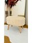 Oval Model Ahşap Ayaklı Teddy Kumaş Dekoratif Puf Bench 4