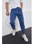Erkek Koyu Mavi Baggy Fit Rahat Kalıp Paçası Lastikli ve Cırtlı Pantolon 4