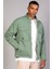 Erkek Mint Yeşili Içi Hafif Kapitone Oversize Kot Ceket 1