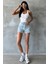 Dekoratif Dikiş Detaylı Fermuarlı Jean Mini Kadın Denim Şort 4