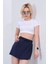 Modal Karışımlı Çift Görünümlü Şort Etek – Beli Lastikli ve Bağcıklı Örme Kadın Skort 2