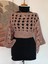 Hippybutik Gül Kurusu Kayık Yaka Ajurlu El Işi Crop Bluz 4
