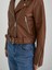 Ronada Wuwei Kahverengi Crop Slim Fit Deri Ceket 4