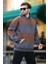 Füme Kapüşonlu Renk Bloklu Cep Detaylı Erkek Sweatshirt 7044 1