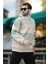 Bej Kapüşonlu Renk Bloklu Cep Detaylı Erkek Sweatshirt 7044 2