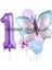Mor Rakamlı Kelebek Folyolu Balon Set 1