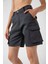 Kargo Cepli Fermuarlı Esnek Dokuma Kumaş Pamuklu Kadın Bermuda Şort 4