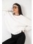 3 Iplik Şardonlu Oversize Düşük Omuz Pamuklu Kadın Sweatshirt 1