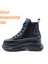 G24K345 Hakiki Deri Yüksek Taban Kadın Bilekli Siyah Sneaker Ayakkabı 2