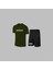 Yeni Seri Büyük Beden Erkek Haki Dri-Fit Kumaş Yürüyüş ve Koşu Için Baskısız Günlük Tişört Şort Takımı 4XL-10XL 1