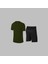 Yeni Seri Büyük Beden Erkek Haki Dri-Fit Kumaş Yürüyüş ve Koşu Için Baskısız Günlük Tişört Şort Takımı 4XL-10XL 4
