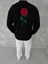 Unisex Bisiklet Yaka Ön ve Arka Baskılı Sweatshirt - Siyah 2