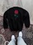 Unisex Bisiklet Yaka Ön ve Arka Baskılı Sweatshirt - Siyah 3