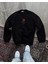 Unisex Bisiklet Yaka Ön ve Arka Baskılı Sweatshirt - Siyah 4