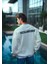 Kışlık Bisiklet Yaka Oversize Baskılı Sweatshirt - Beyaz 3