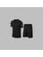 Erkek Siyah Dri-Fit Kumaş Yürüyüş Için Konforlu Cepli Sıfır Yaka Tişört Şort Ikili Alt Üst Spor Seti S-3xl 1