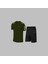 Yeni Seri Büyük Beden Erkek Haki Dri-Fit Kumaş Düz Konforlu Cepli Kısa Kol Tişört Şort Alt Üst Koşu Seti 4XL-10XL 1