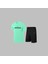Erkek Su Yeşili Dri-Fit Kumaş Spor Için Konforlu Cepli Kısa Kol Tişört Şort Ikili Takım S-3xl 1