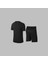 Erkek Siyah Dri-Fit Kumaş Cepli Baskısız Yürüyüş ve Koşu Için Rahat Sporcu Tişört Şort Alt Üst Ikili Takım S-3xl 4