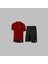 Yeni Seri Battal Beden Erkek Bordo Dri-Fit Kumaş Cepli Baskısız Bisiklet Yaka Tişört Şort Sporcu Alt Üst Takım 4XL-10XL 1
