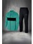 Büyük Beden Erkek Siyah Supra Penye Kumaş Fermuarlı Şık Koşu ve Yürüyüş Takımı (4xl- 10XL) 1